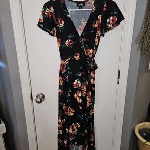 by & by Black Floral High Low Dress